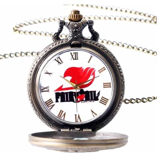Cool Japaneses Animation Fairy Tail Natsu Dragneel Hollow Design Quartz Pocket Watch With Necklace Chain Relogio De Bolso