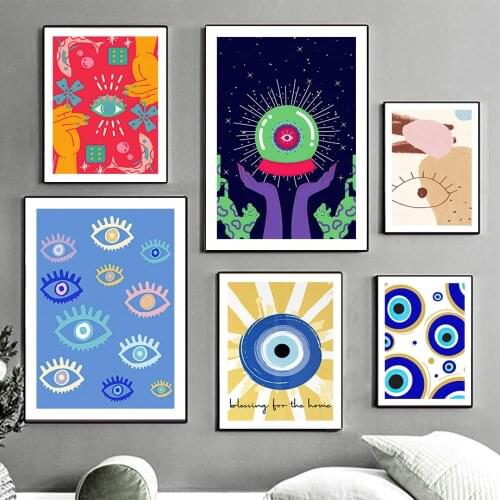 Lucky Turkish Greek Blue Eye evil eyes Wall Art Canvas Painting Nordic Posters And Prints Wall Pictures For Living Room Decor