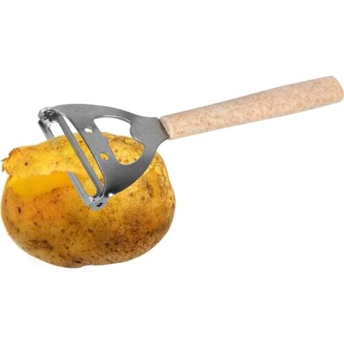 Multifunctional Carrot Potato Grater Slicer Wheat Straw Handle Fruit Vegetable Peeler Stainless Steel Beer Opener