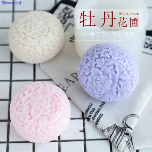 New Single Hole Flower Type Soft Silicone Mold Peony Flower Round DIY Handmade Soap Silicone Mold Chocolate Mold Cake Decor