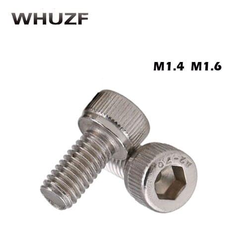 New 50Pcs M1.4 M1.62 M2.5 M3 M4 DIN912 304 Stainless Steel Hexagon Socket Head Cap Screws Hex Socket Screw Metric Bike Screw