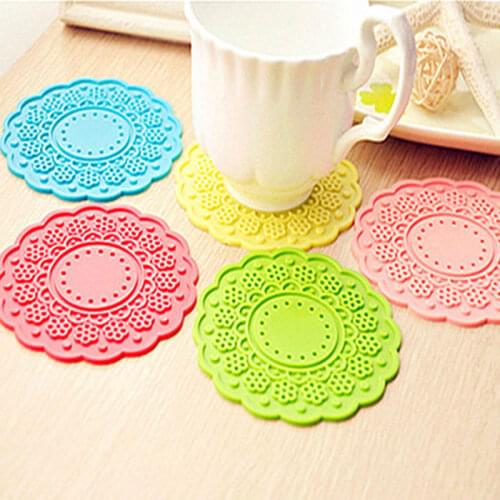 New Arrival Hot Beautiful Silicone Coasters Colorful Round Drink Coasters