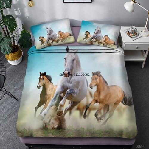 Duvet Cover Animal Horse Series Horse Pattern Double Bed Single Bed Bedding Cute Childrens Bedroom Decor