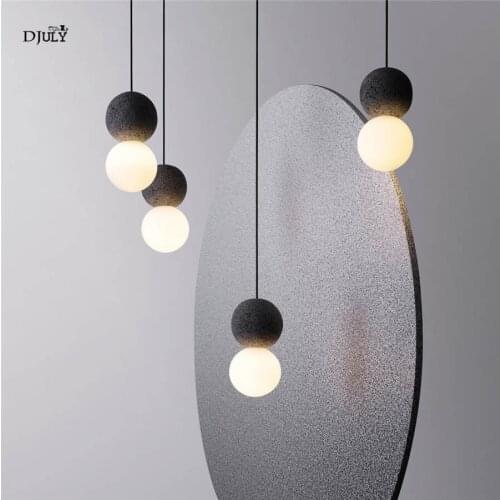Postmodern design cement glass ball pendant lights for dining room villa bar clothing store hanging lamp fixtures loft luminaire