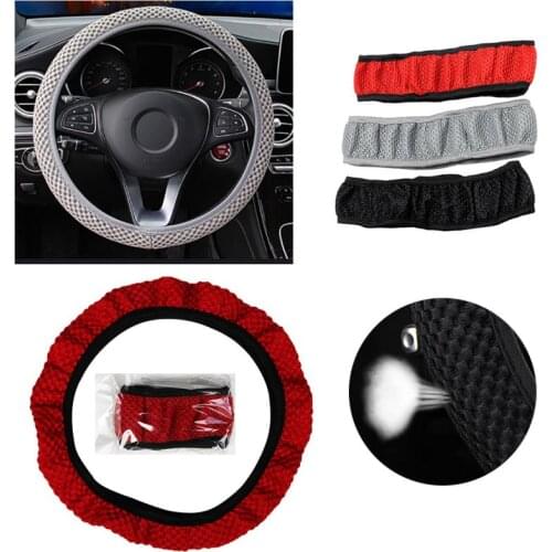 Skidproof Durable Car Steering Wheel Cover Sandwich Fabric Handmade Breathability Auto Steering- Wheel Cover Car Accessories