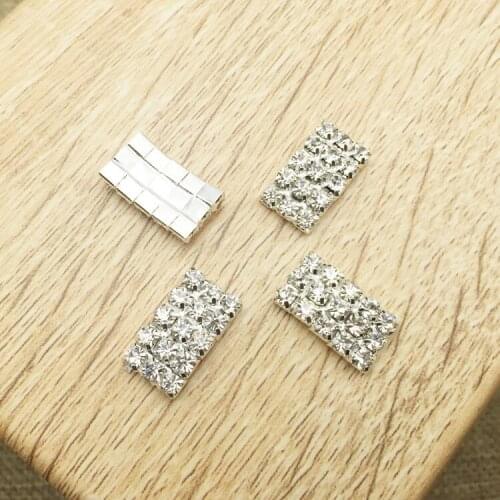 Rectangle arched Metal Rhinestone Button For Women Jewelry Clear Alloy Crystal Flatback Wedding Button for shoes