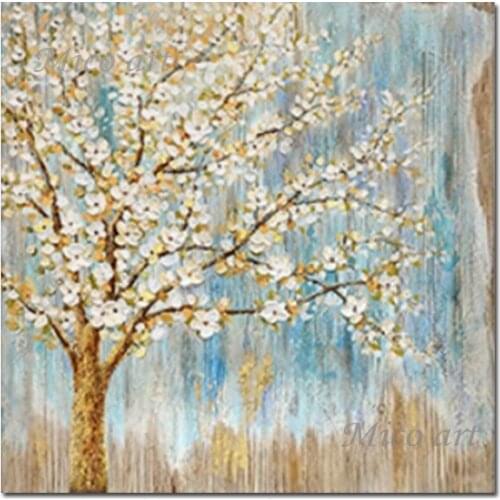 Handmade Palette Knife Tree Picture Canvas Art Oil Painting No Frame Home Decorative Item Acrylic 3D Artwork Panel Paintings