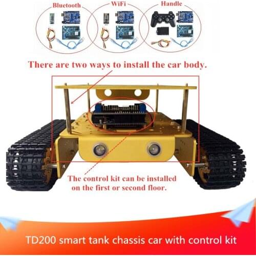 With Control Kit TD200 Metal Tank Chassis Car Double-layer Panel Intelligent DIY RC Robot for Modification Tank Model Project