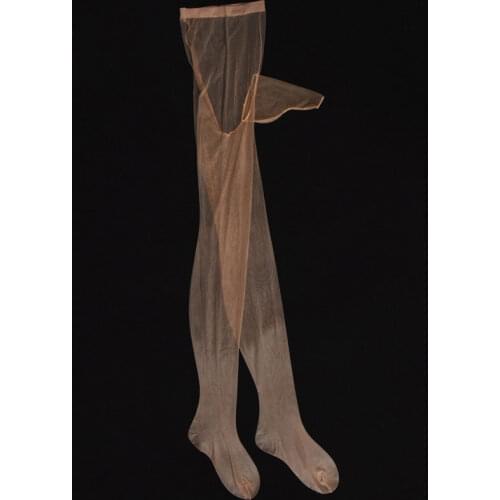 Sexy Men 5D See Through U Convex Pouch Stockings Open Close Sleeve Tight Stockings Sheer Shiny Glossy Pantyhose Tights F11