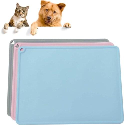 Silicone Pet Dog Cats Food Mat Waterproof Bowl Pad Anti-slip Feeding Placemat