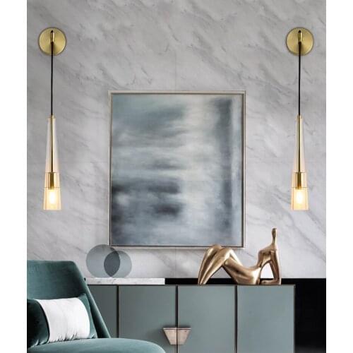 Nordic wall mounted led cone light sconces glass mirror light living room led wall lamp aisle indoor wall lights picture lampe