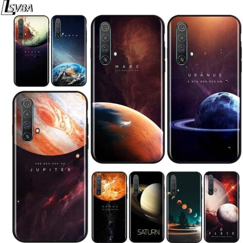 Solar System Planets Earth for OPPO Realme V15 X5 X3 X50 X7 X2 C17 C11 C3 C2 7 7i 6 6S 6i 5 Narzo 20 Pro Black Phone Case