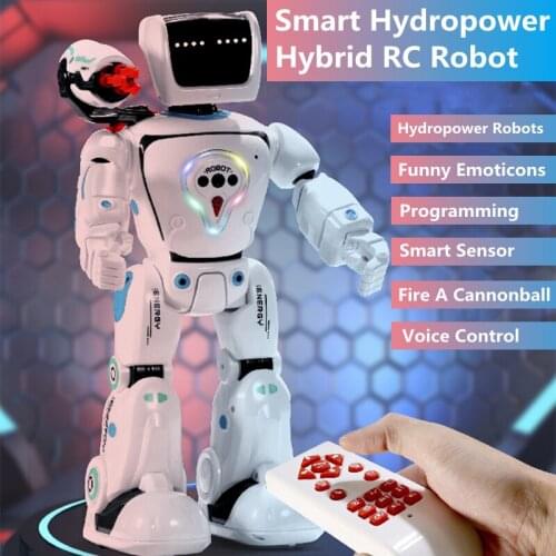 Smart Hydropower Hybrid Remote Control Robot One-key Programming Gesture Sensing Fire A Cannonball Fun Emoticons Children RC Toy
