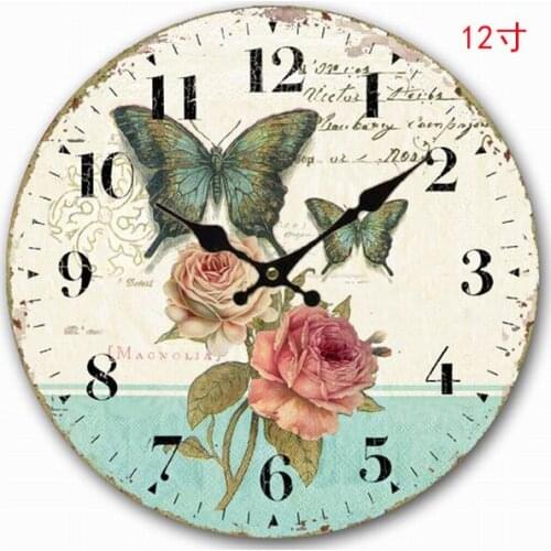 European Style Vintage Living Room Decoration Clock Home Decor Creative Wall Clocks Fashion Wooden Plate Quartz Clocks