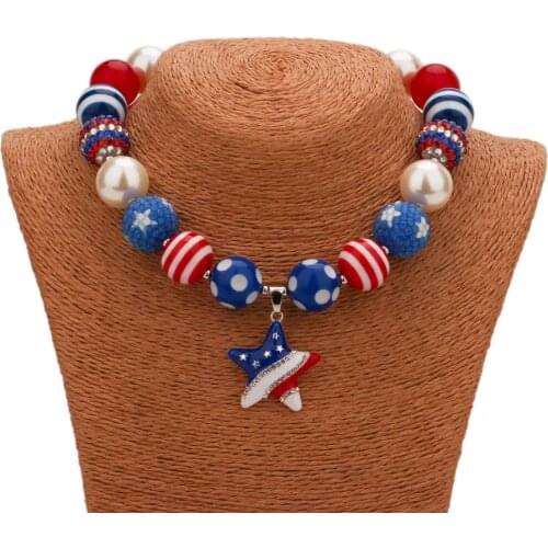 Handmade toddler jewelry Alloy drop oil Stars Pendants kids necklace Colorful Resin/Acrylic Beads decoration chunky Necklace