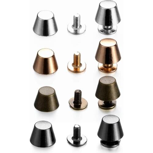 10 Set/ Bag Solid Flat Head Screw Nail Rivet Strap Bucket Dome Bolt Punk Metal Button DIY Leather Craft Bookkeeping Clothes Bag
