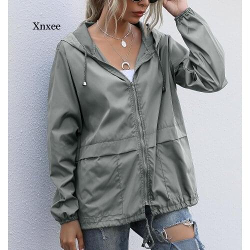 2021 Zipper Hooded Jackets for Women Windproof Female Basic Coat Womens Clothing Solid Color Long Sleeve Casual Cardigan Hoodie