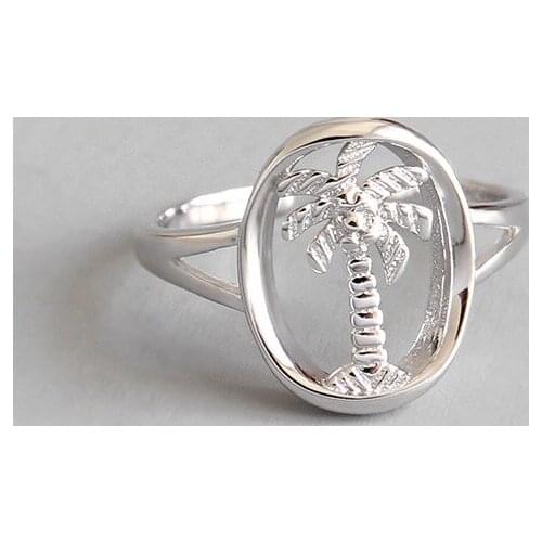 WYJZY Simple coconut tree hollow sterling silver ring for women student style casual temperament jewelry birthday gift