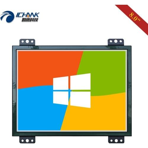 ZK080TN-UD2/8" inch 1024x768 4:3 Metal Outer Caing Embedded Open Frame AV BNC VGA HDM Industrial LCD Screen PC Display Monitor
