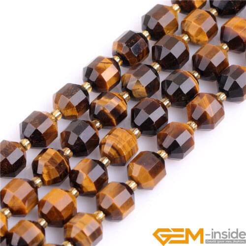 10mm Bicone Hand Faceted Yellow Tiger Eye Natural Stone Beads For Jewelry Making 15" Strand Loose Crystal DIY Bracelet Necklace