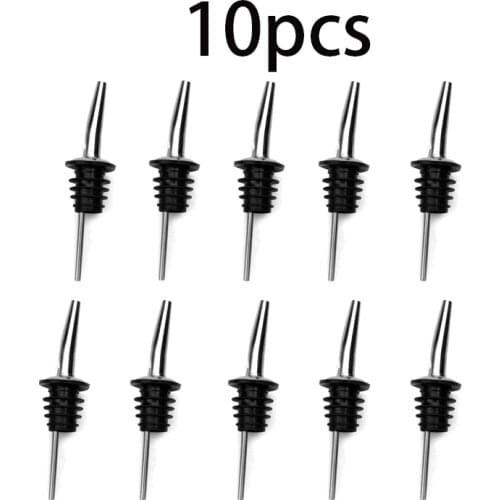 10pcs Stainless Steel Wine Liquor Pourer Classic Bottle Pourers Tapered Spout Oil Wine Bottle Pourer Stopper Bartender Set