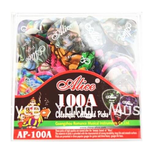 100pcs Alice Excellent-Quality Colorful-Celluloid Acoustic Electric Guitar Picks Plectrums With Original Box Free Shipping