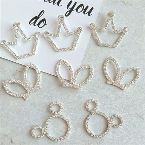 30MM 30Pcs Alloy Zircon Crown Rabbit Ears Jewelry Charms Pendants Jewelry Findings Accessories