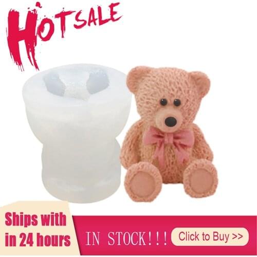3D Toy Bowknot Bear Silicone Mold Fondant Cake Border Moulds Chocolate Mould Cake Decorating Tools Kitchen Baking Accessories