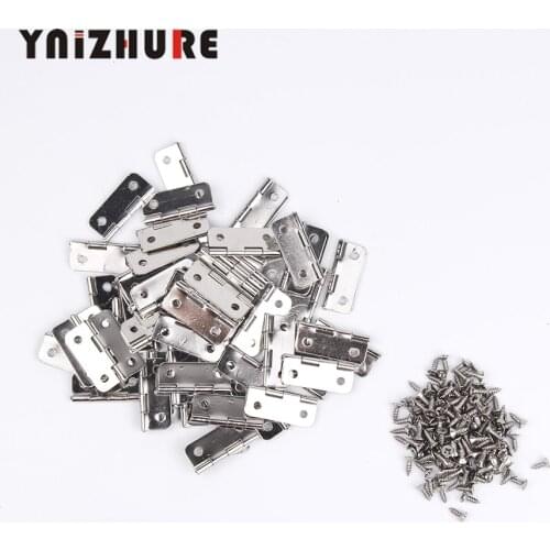 50pcs YNIZHURE 25*18mm Silver Door Cabinet Drawer Jewellery Box Mini Hinge