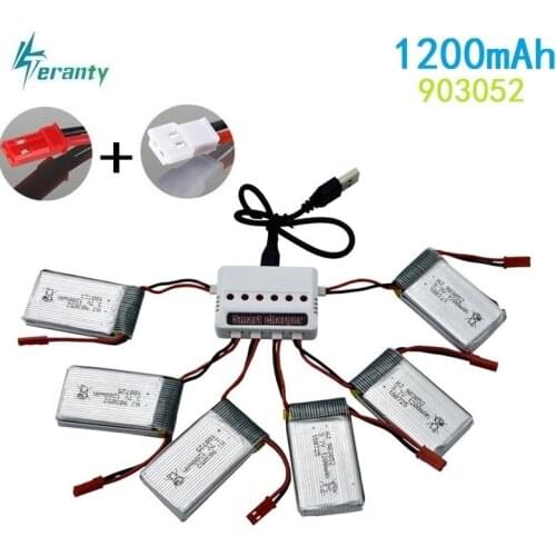 6pcs/sets 3.7v 1200mAh lipo battery USB charger for Syma X5 X5SW X5SC M18 H5P H11D H11C T64 T04 T05 F28 F29 T56 T57 Helicopter