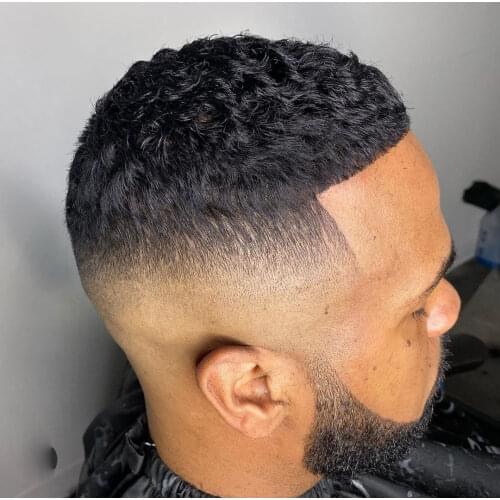 Full Pu Base Afro Toupee 10MM Man Wave Hair Unit Black Mens Curly Toupee 100% Human Hair African American Toupee For Men