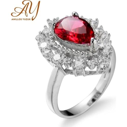 Anillos Yuzuk Silver 925 Jewelry Ring Created Ruby Sapphire Emerald 925 Silver Jewelry Heart-shaped Engagement Ring Fine Jewelry