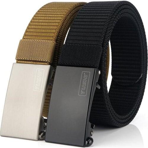 Automatic Buckle Canvas Belt Men Black Green Brown Men Belt 100cm 110cm 125cm Mens Belts