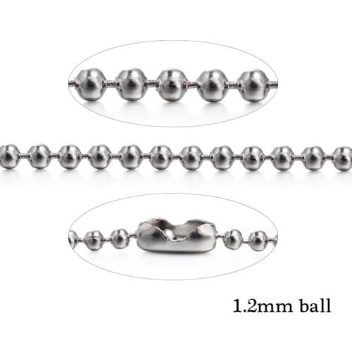 10pcs Copper Silver Color Bronze 1.2mm Bead Link Connector Ball Chains Bulk For DIY Necklace