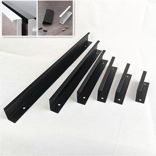 Black Hidden Cabinet Handles Zinc Alloy Kitchen Cupboard Pulls Drawer Knobs Bedroom Door Furniture Handle Hardware