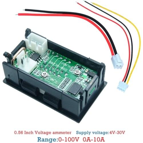 OOTDTY Mini Digital Voltmeter Ammeter Volt Amp Panel Current Voltage Meter DC 100 V 10A Tester 0.28 "Red Dual LED Display