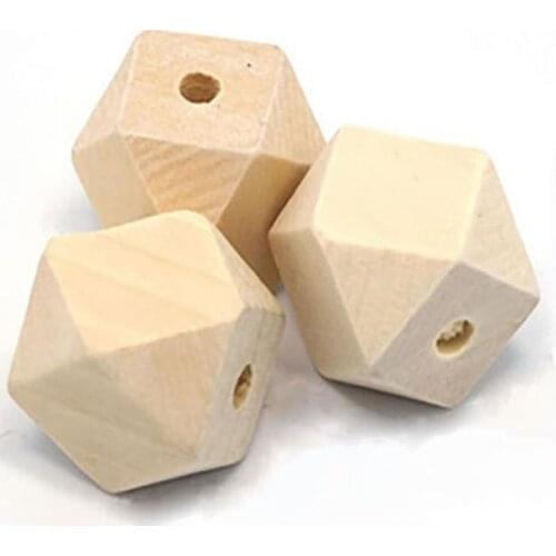 Wood Beads 100pcs/lot 10 12 14 16 18 20 25 30mm Unfinished Geometric Spacer Beads Jewelry For DIY Wooden Necklace Making