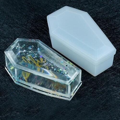 Coffin Box Resin Mold Crystal Epoxy Silicone Mold Dark Vampire Coffin Shape Mirror Crafts Casting Mould DIY Jewelry Making Tool