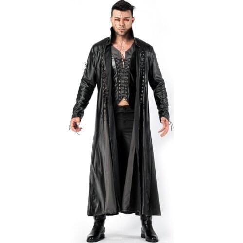 Gothic Vampire Costume Halloween Men Leather Costumes Matrix Empire Vampire Costume Men Masquerade Party Halloween Cosplay