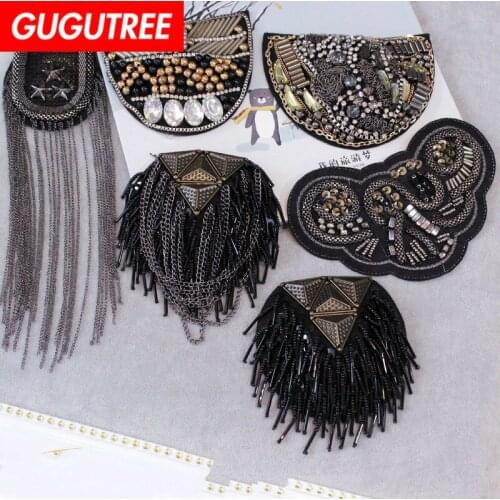 GUGUTREE brooch breastpin tassels shoulder board patch metal patches badges applique patches for clothing CH-49