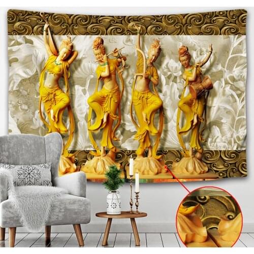 Indian Buddha Home Decoration Tapestry Psychedelic Scene Hippie Mandala Bohemian Decoration Mattress Yoga Mat Sofa Blanket