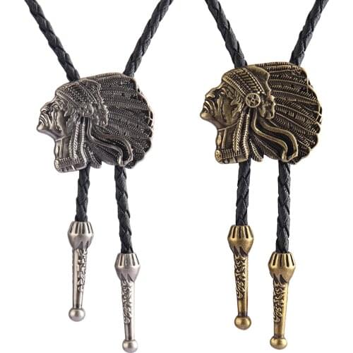 Rodeo Indian Portrait Bolo Tie Necktie Western Cowboy Bolo Necklace