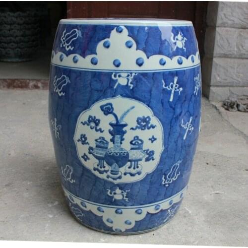Jingdezhen Ceramic stool Handpainted Ancient Blue And White Round stool Outdoor Bathroom Balcony porcelain stool