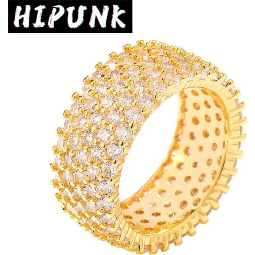9mm Miami Cuban Iced Out Hip Hop Ring Bling Micro Pave Cubic Zirconia Charm Rapper Jewelry For Men Women