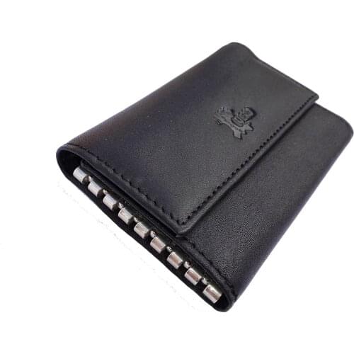 Leather keychain 8 keys black Color