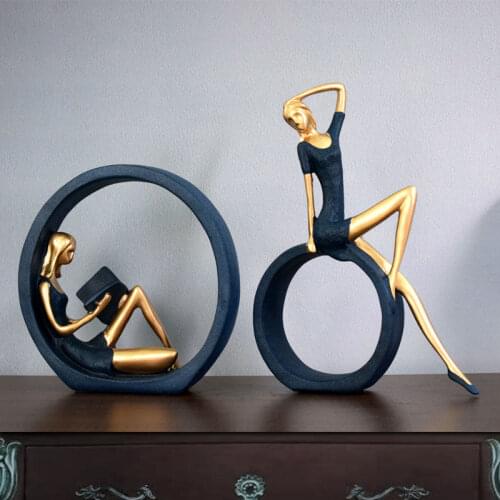 Literature and art reading girl yoga decoration study bedroom dancer living room wine cabinet office decoration resin crafts