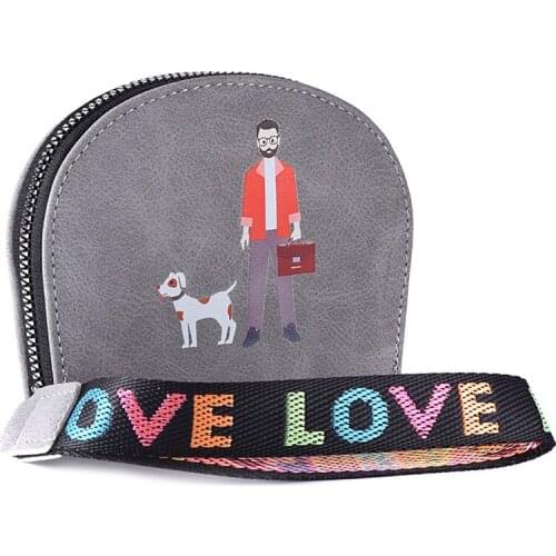 Fashion Retro Organ Card Bag PU Leather Wallet Cute Business Card Case Credit Card Holder Mini Zipper Clutch Bag with Hand Strap