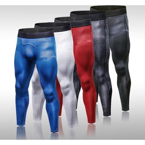 2021 New Mens Compression Leggings Running Sports Gym Bodybuilding Male Tight Trousers Capris Of Fitness Pants Of Quick-Drying