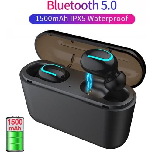 True Wireless Bluetooth Earphone 5.0 TWS Headset Sport Earbuds Deep Bass Gaming Headphones Hands-free with Mic Charging bank