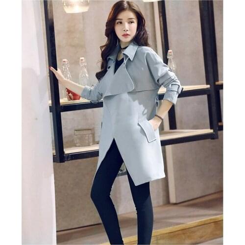 Autumn Women Trench Coat 2020 New Fashion Casual Loose Long Sleeve Tops Female Windbreaker With Belt Outwear LX1909